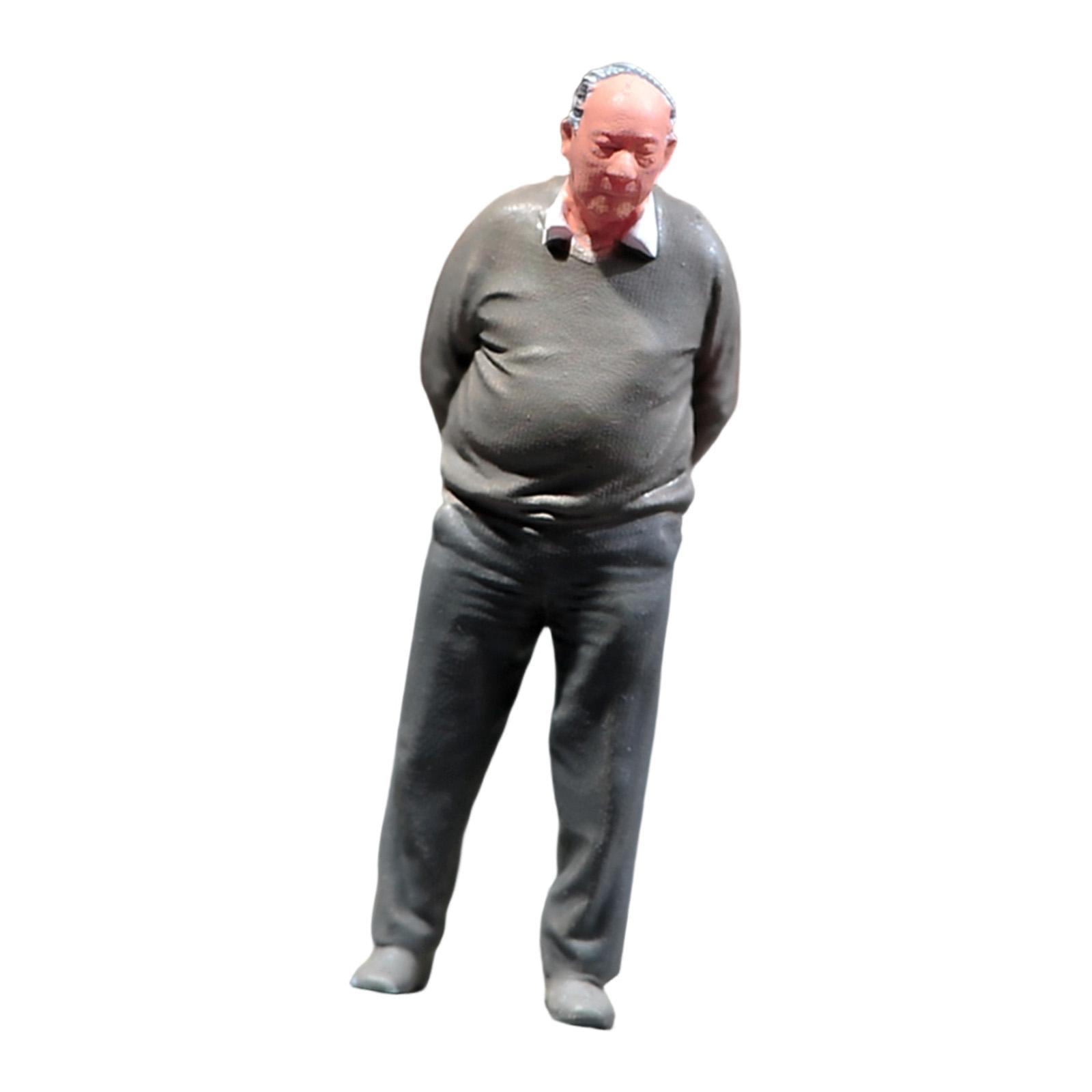 Mini People Figure Hand Painted Resin Tiny Elderly Simulation Model for Collectors Diorama Scenes Photography
