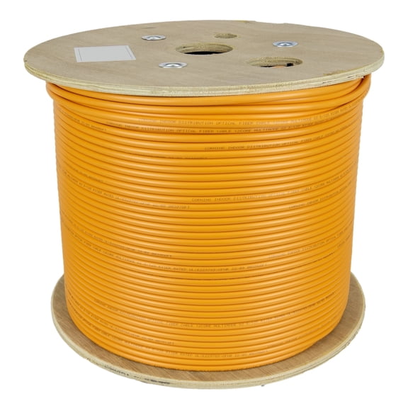 Orange 12-Fiber Indoor Distribution Fiber Optic Cable, Multimode 62.5/125 Micron, Riser Rated, Bulk 1000ft Spool