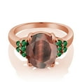 thumbnail image 2 of Gem Stone King 4.25 Ct Oval Red Tiger Eye Green Nano Emerald 18K Rose Gold Plated Silver Ring (Size 9), 2 of 4