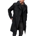 thumbnail image 2 of Men's Trench Coat Notched Lapel Belted Windbreaker Long Jacket Windproof Comfortable Durable Overcoat, 2XL, 2 of 6