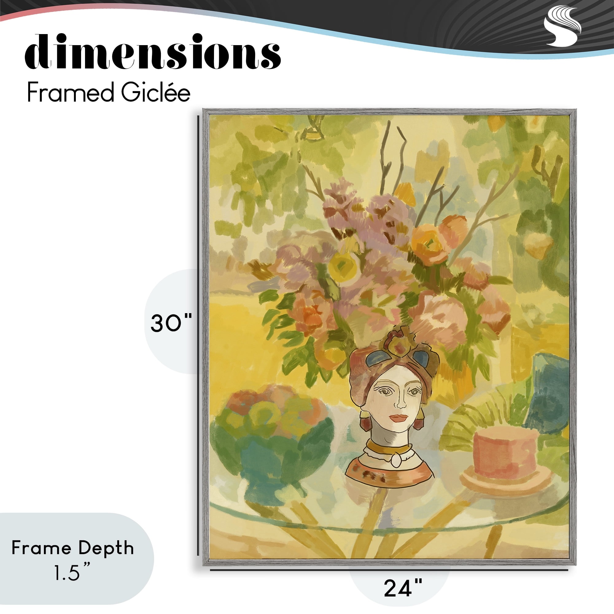 Stupell Industries Flower Head Vase Gray Framed Giclee Art, design by Amelia Noyes