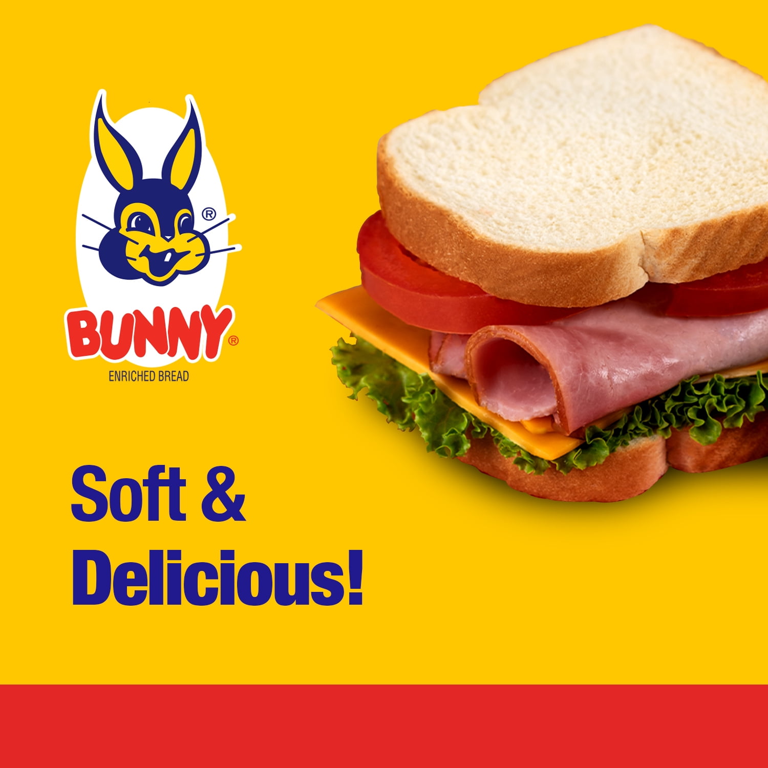 Bunny Bread Thin Sliced, Enriched Sliced White Bread, 16 oz Loaf