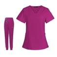 thumbnail image 1 of Conjunto de uniforme médico para mujer y hombre, con cuello en V elástico, pantalón de chándal, para esteticista XXL, 1 of 8