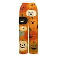 thumbnail image 4 of WTOBBY Women's Seasonal Casual Halloween Print Elastic Waist Drawstring Pocket Wide Leg Trousers with Festive Patterns for Fun Fall Outfits and Comfortable Wear,Ginger S, 4 of 6