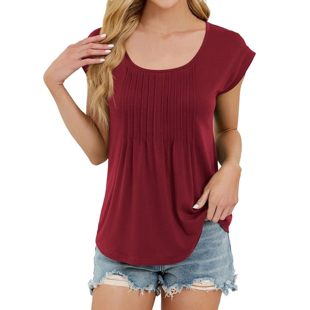 Lixiuxyad Chandail de Compression Femme T-Shirt Décontracté à Manches Courtes pour Femme T-Shirt d'Été Basique à Col Rond Coupe Ample Confortable Doux Haut Tee pour Dames
