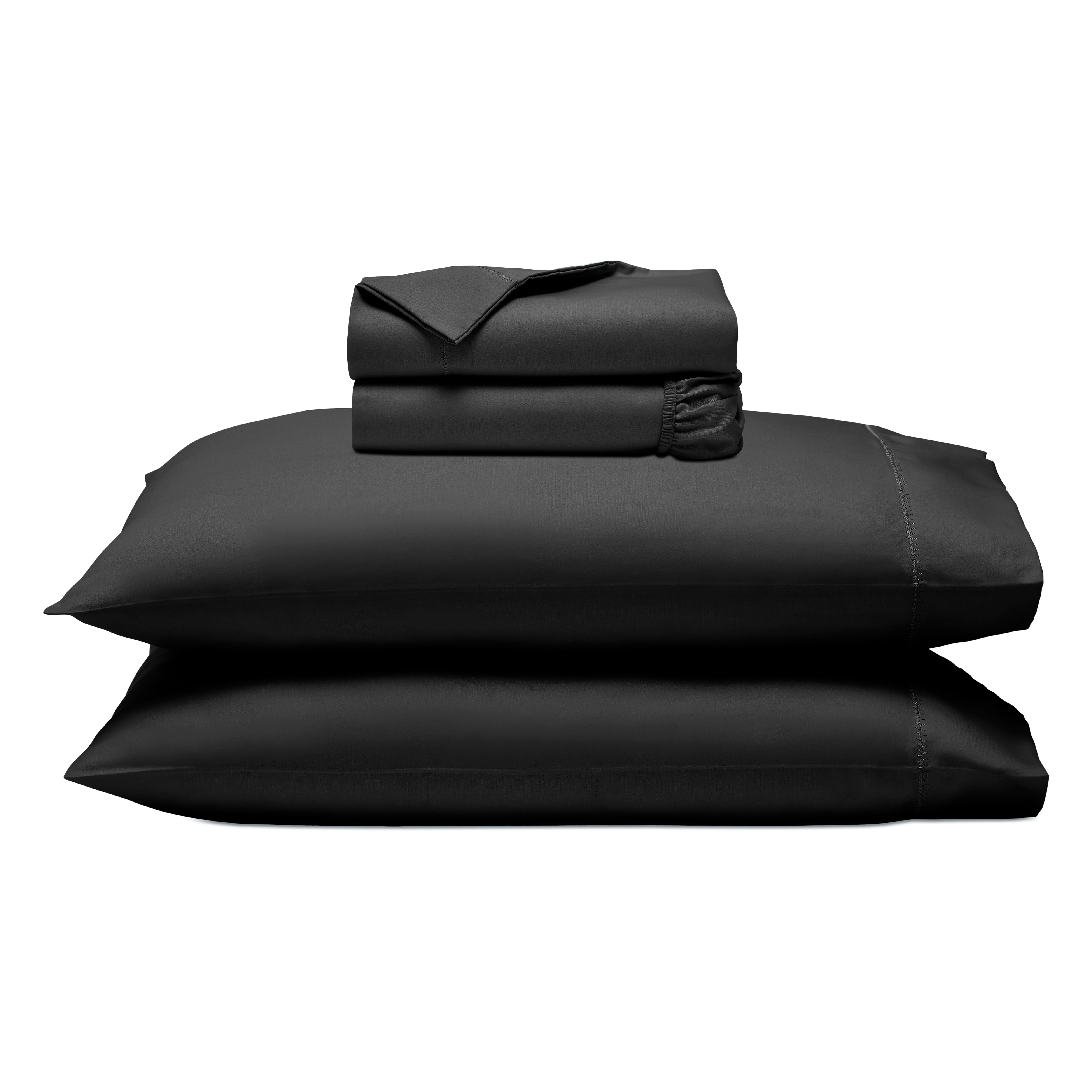 Superior Cotton Blend 600 Thread Count Embroidered Sheet Set, Split King, Black