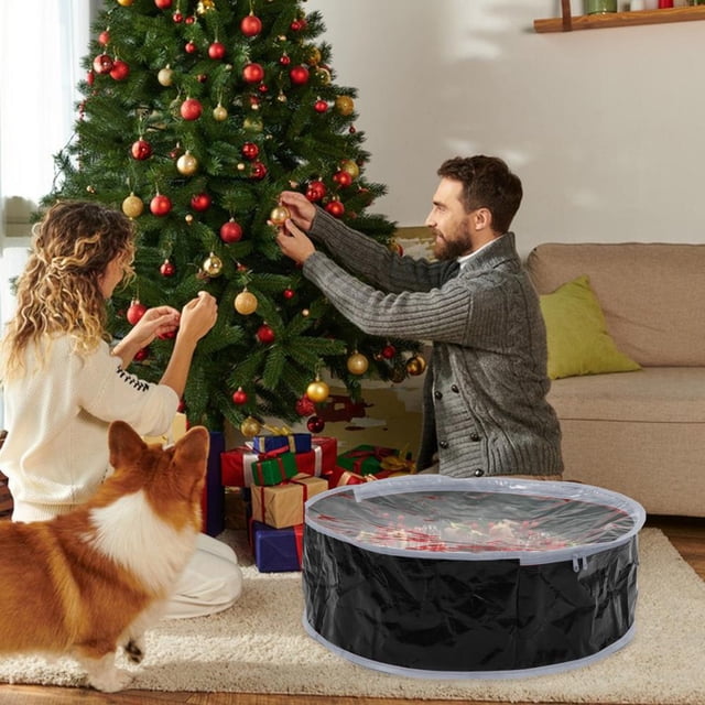 Feltree Christmas Wreath Storage Bag Garland Holiday Container with Clear Window Tear Proof Fabric