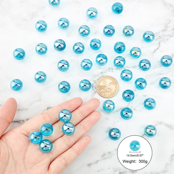 Transparent Glass Beads No Hole/Undrilled Round Blue 16mm 300g/box 1box