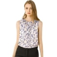 thumbnail image 1 of INSPIRE CHIC Blusa Floral Sin Mangas De Gasa Con Cuello Redondo Y Volantes Para Mujer Beige M, 1 of 6