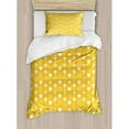 thumbnail image 3 of Yellow Duvet Cover Set, Full and Empty Heart Shapes with Little Dots and Tiny Hearts Pattern, Decorative 3 Piece Bedding Set with 2 Pillow Shams, Queen Size, Yellow White, by Ambesonne, 3 of 3