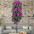 thumbnail image 6 of Littleplum Artificial Hanging Flower Fake Hanging Rose Flower Vine Hanging Plants Faux Flowers for Porch Eave Wall Home Room Garden Office Wedding Decoration,1 PCS,Basket not Included,Purple, 6 of 9