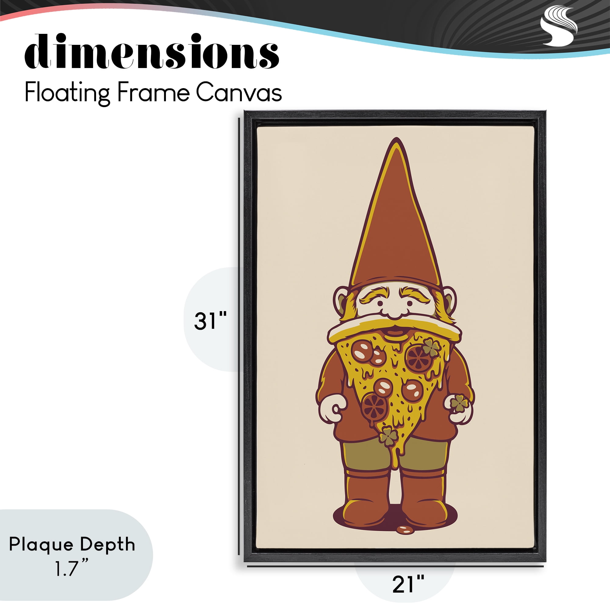 Stupell Industries Happy Pizza Gnome Black Framed Floater Canvas Wall Art, design by Tobe Fonseca
