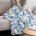 thumbnail image 3 of Blue Green Spring Floral Blanket Soft Cozy Warm Throw Blanket for Couch, Plush Fuzzy Flannel Fleece Blankets for Sofa, Watercolor Blooming Botanical Summer Bed Blankets Gifts for Men, 30"x40", 3 of 9