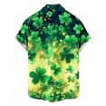 thumbnail image 3 of Ceisia Men's St. Patrick's Day Short Sleeve Shirt Clover Print Regular Straight Fit Green Turn-Down Collar Spring Summer Shirt Gift, 3 of 6
