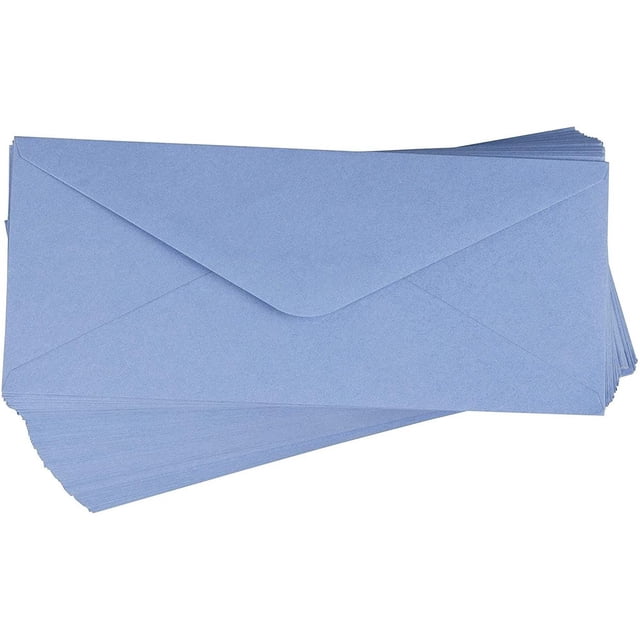 Business Envelopes - 96-Pack #10 Envelopes, V-Flap Envelopes for Holiday, Office, Checks, Invoices, Letters, Mailings, Windowless Design, Gummed Seal, Light Blue, 4-1/8 x 9-1/2 inches