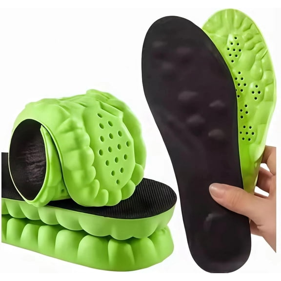 Cloud Sole Memory Foam Insoles with Arch Support – 4D Cloud Massage Shoe Insoles for Men & Women, Shock Absorbing Comfort for Walking & Standing. (Green, Women 9-11)