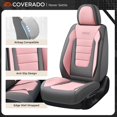 thumbnail image 6 of Coverado Car Seat Covers Full Set, Stylish Faux Leather Front and Back Seat Protectors, Automotive Interior Accessories Universal Fit for Most Cars, Gray & Pink, 6 of 9