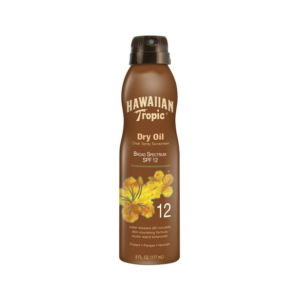 Hawaiian Tropic Dry Oil Clear Spray Sunscreen SPF 12, 6 Oz
