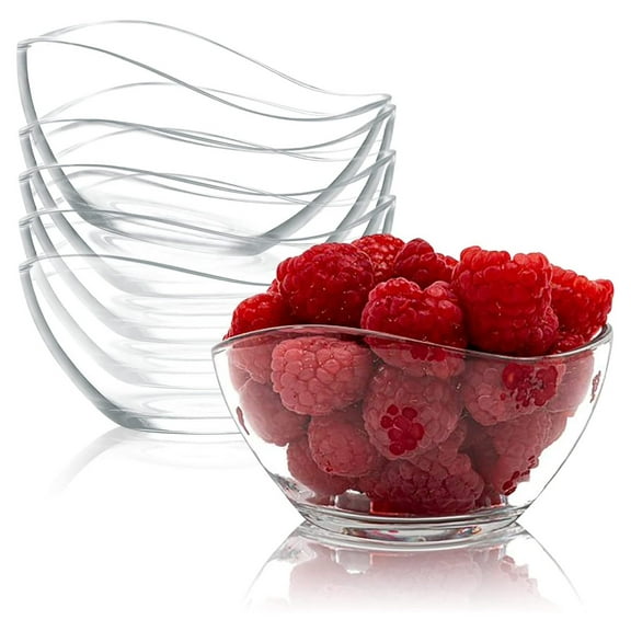 Dessert Bowls, Small Glass Bowls, 10 Ounce Ice Cream Bowl, Set of 6 Small Candy or Snack Bowls, Small Salad Bowl, Kitchen Prep Bowl, Microwave Safe, Dishwasher Safe