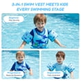 thumbnail image 2 of Koorium 3-in-1 Toddler Swim Vest Life Jacket for Kids,Pool Floaties Jacket 33-66lbs, Toddler Anti-Chafe Remove Arm Floats Swim Jacket with Water Wings for Boys Girls Child, 2 of 9