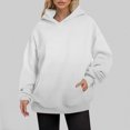 thumbnail image 2 of UJNDER Plus Size Hoodies for Women Solid Color Pocket Pullover Long Sleeve Casual Autumn Winter White XXXL, 2 of 9