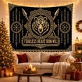 thumbnail image 3 of Fierce Bear Head with Gold Art on Black Background, Mystical Dark Academia for Viking Art Fans, Norse Knotwork Decor, Housewarming Gift Tapestry Wall Hanging for Bedroom and Living Room, 3 of 7