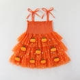 thumbnail image 2 of Wilark Toddler Girls Halloween Dresses Spaghetti Strap Square Neck Cute Trendy Lightweight Festival Party Dresses Orange 2 T, 2 of 9