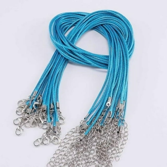 Corde en Cuir Tressé Réglable Imperméable Corde en Cire Faite à la Main avec Fermoir Mousqueton Chaînes Résistantes à l'Usure Fournitures de Bijoux pour Bricolage Bleu Lac Foncé 1.5mm