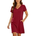 thumbnail image 2 of Ailaofu Summer Dresses for Women V Neck Short Sleeve Casual Loose T Shirt Sundress Beach Cover Ups with Pockets, 2 of 7