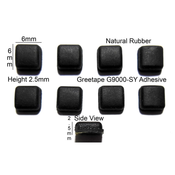VATH Self Adhesive Rubber Feet Set 6mm(L)x 6mm(W)x 2.5mm(H) 8pcs [RB33]