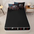 thumbnail image 4 of Castle Fairy Grunge Patriotic Bass Graphic Zipper Full Size Comforter Sets with Fitted Sheet and 2 Pillowcases,USA Flag Fishing Rod Black Background Print Zipper Bedding Set,Reversible,4pcs, 4 of 6