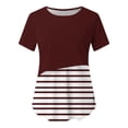 thumbnail image 5 of Xdegoge Womens Maternity Nursing Tops Short Sleeve Colorblock Striped Breastfeeding Shirts Layered Design Comfortable Casual Flattering Pregnancy Tee, 5 of 9