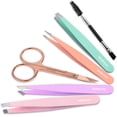 thumbnail image 5 of MORGLES 6Pcs Stainless Steel Tweezers Set for Eyebrow Shaping & Ingrown Hair - Curved Scissors, Brow Brush & Leather Case, Mixed Color, 5 of 6
