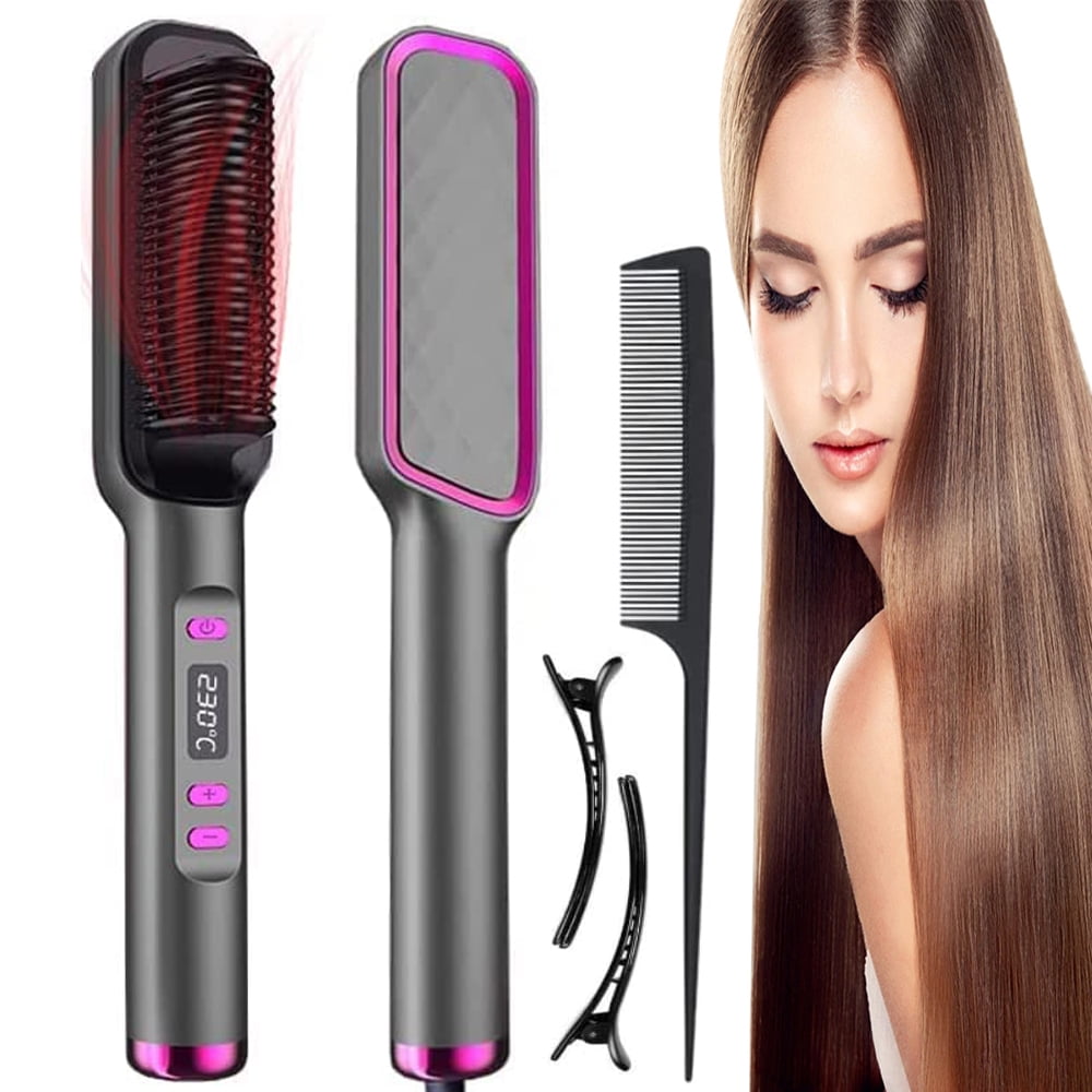 iFanze Hair Straightener Brush, Hair Straightening Brush Hot Curling Iron  with Anti-Scald Feature Auto Temperature Lock Auto-Off Function -  