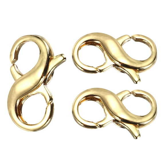 Uxcell 8mm x 13mm Double Opening Lobster Clasp, 3 Pcs Necklace Bracelet Extender Clasp and Closures Connector 14K Gold Plated for Jewelry Making Repair Anklets, Gold Tone