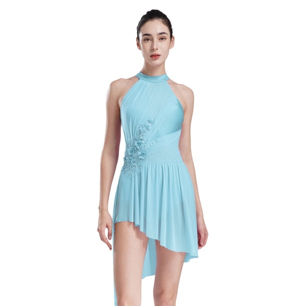 Robe Danse Contemporaine Femme Jhaoyu - Strass, Sans Manches, Justaucorps Lyrique Gymnastique, Idéal Spectacle Et Cours