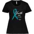 thumbnail image 3 of Inktastic Faith over Fear Ovarian Cancer Awareness with Teal Ribbon Women's Plus Size T-Shirt, 3 of 5