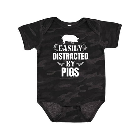 

Inktastic Easily Distracted by Pigs Gift Baby Boy or Baby Girl Bodysuit