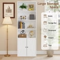 thumbnail image 6 of Walsunny 2PCS Bookcase with Doors, 6-Tier Bookshelf with Storage, Farmhouse Bookshelves with Cabinet, Storage Display Shelf for Living Room Home Office, White, 6 of 7