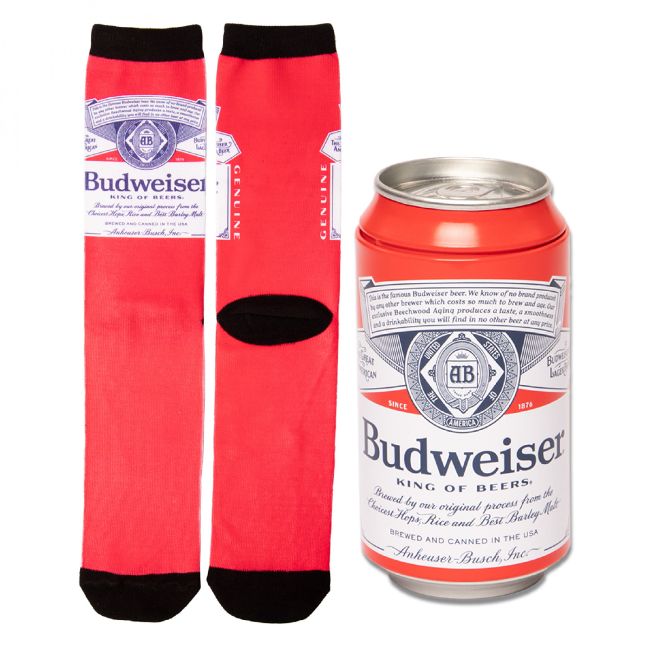 Budweiser Red and White Bowtie Pattern Socks New in Package. 