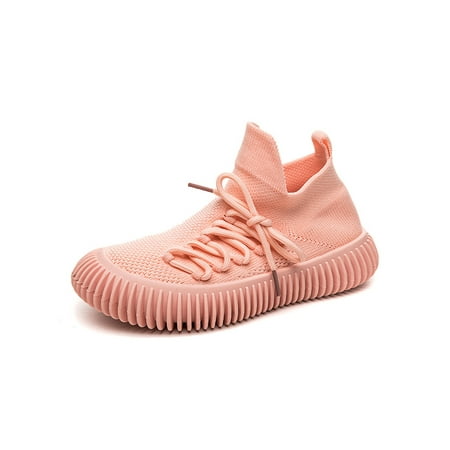 

Fangasis Kids Sock Shoes Breathable Sneakers High Top Athletic Shoe Girls Trainers School Sports Lace Up Fashion Sneaker Pink 7C