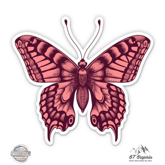 Beautiful Butterfly - 3" Vinyl Sticker - For Car Laptop I-Pad Phone Helmet Hard Hat - Waterproof Decal