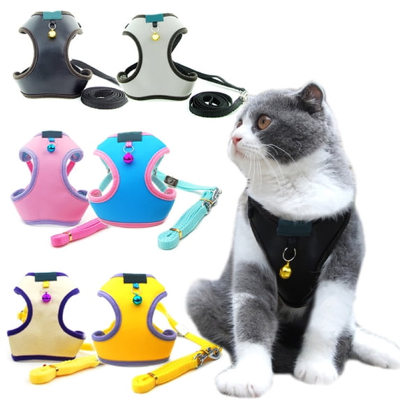 SPRING PARK Small Pet Vest Harness Leash Set Walk Outdoor Dog Puppy Cat Soft Mesh Breathable Convenient Dual Use