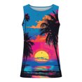 thumbnail image 4 of BiZtdJrK Mens Muscle Fit Tank Tops Casual Crewneck Gym Workout Sleeveless Shirts Fashion Hawaiian Beach Palm Tree Graphic Tees Multicolor S, 4 of 6