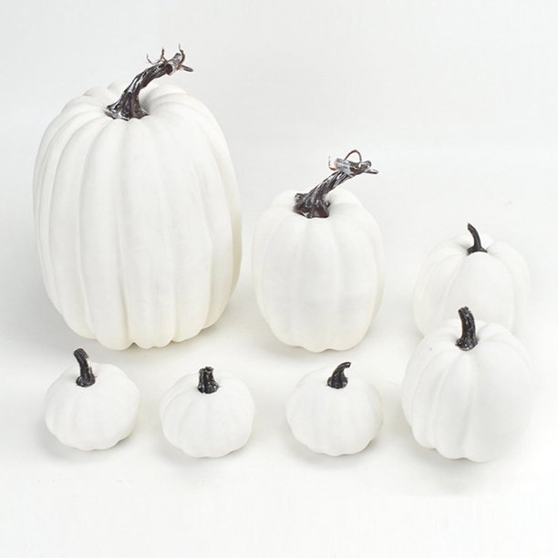 Decoración de calabaza de otoño | 7 piezas de calabazas falsas grandes para decoración de otoño, calabazas artificiales de espuma sintética para otoño, Halloween, Acción de Gracias, decoraciones al