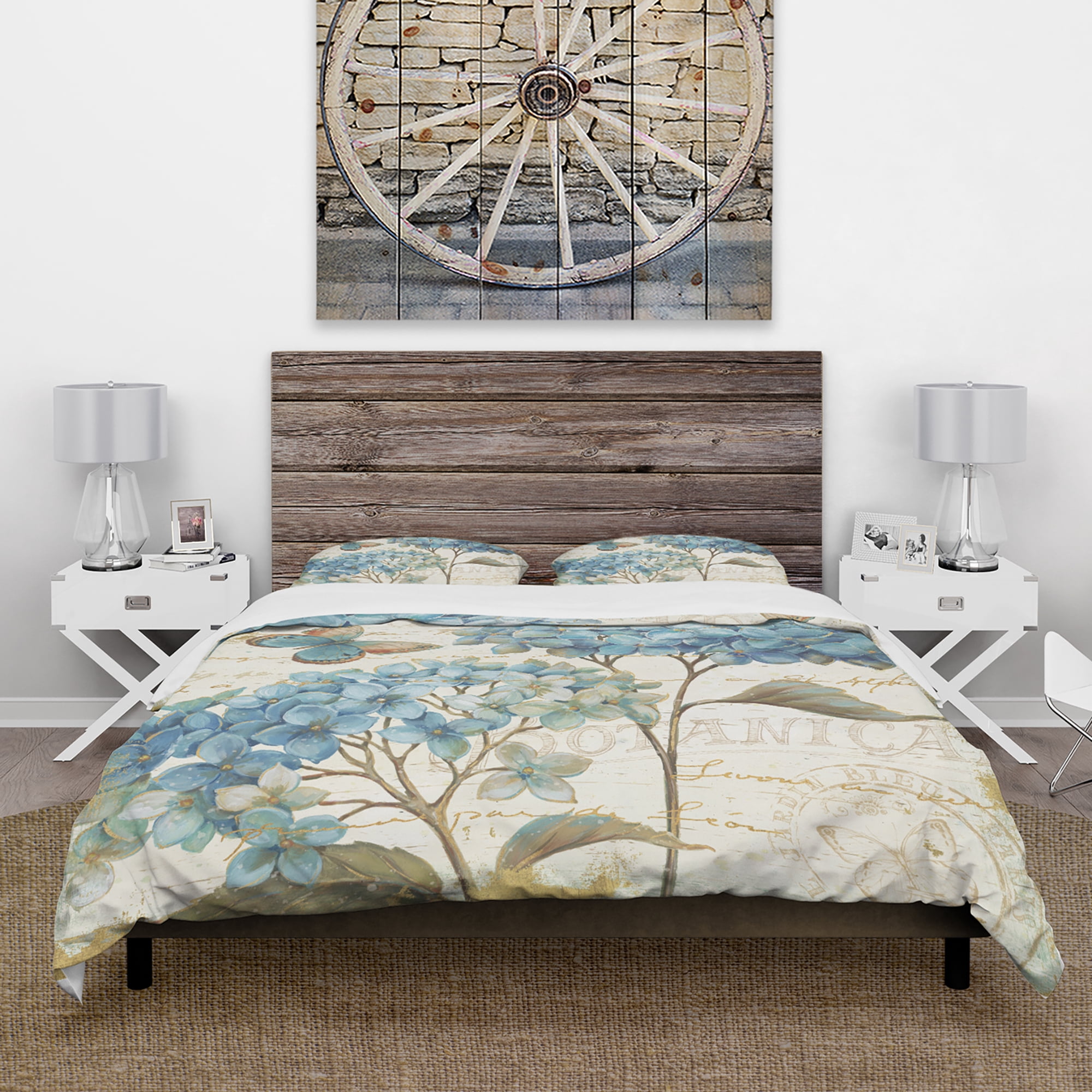 Designart 'butterfly Blue Garden II' Cottage Duvet Cover Set