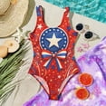 thumbnail image 4 of Girls One Piece Swimsuits Size 7-8 Swimming Bikini Sets 1776 American Flag Floral Print Summer Sleeveless Beach Vacation Freedom Cute Girls Bathing Suit Vermilion 2-3 Years, 4 of 6