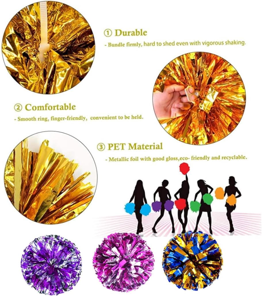 LINLIN Cheerleading Pom Poms, Cheerleader Pompoms Hand Flowers for Sports Cheers Ball Dance Costume Night Party Team Spirit, 4PCS Party Supplies