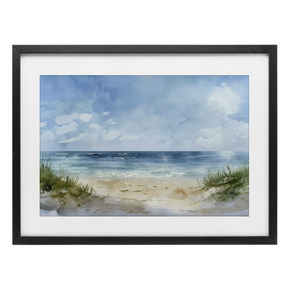 Stupell Industries Serene Summer Beachscape Black Framed Print Under Glass, design by Creative Studio, 14 x 20