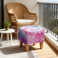thumbnail image 4 of SCRAWLGOD Tie-Dye Print Pink Blue Footstool Cover, Comfortable Footrest Sofa Slipcover Washable Cushion for Ottoman with Elastic Buttom for Living Room, 4 of 7